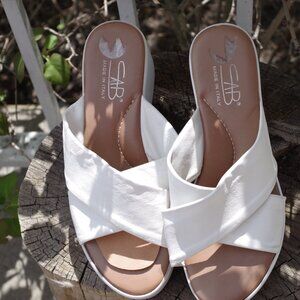 White Sab Sandals Made In Italy Ladies Made Out Leather